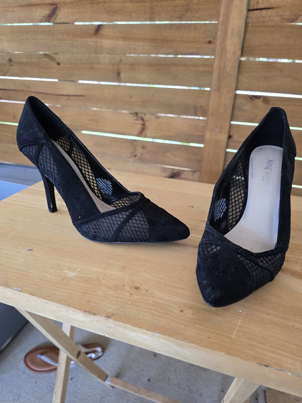 Nine West Black Mesh Pointed Toe Stilettos